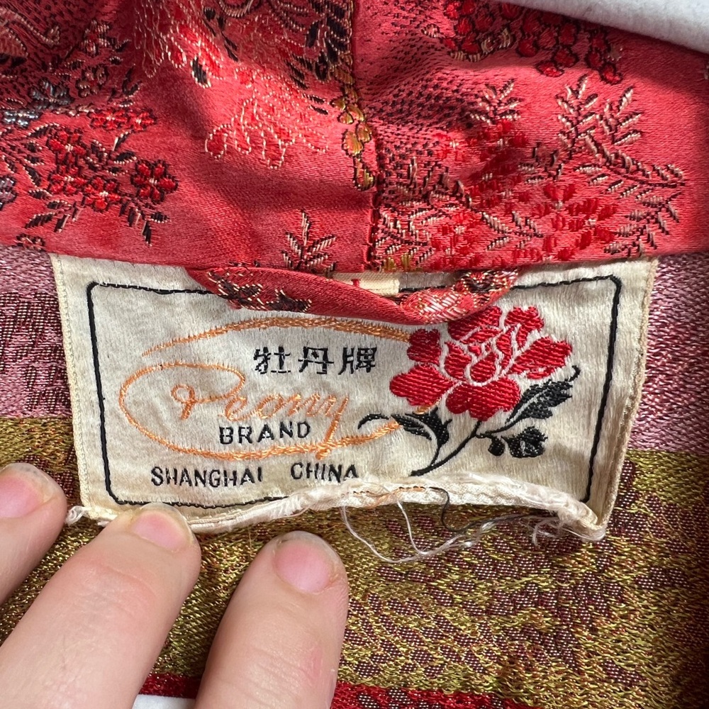 Chinese Silk Traditional Robe Red Size Large Tie Waist Long Kimono - Picture 10 of 11